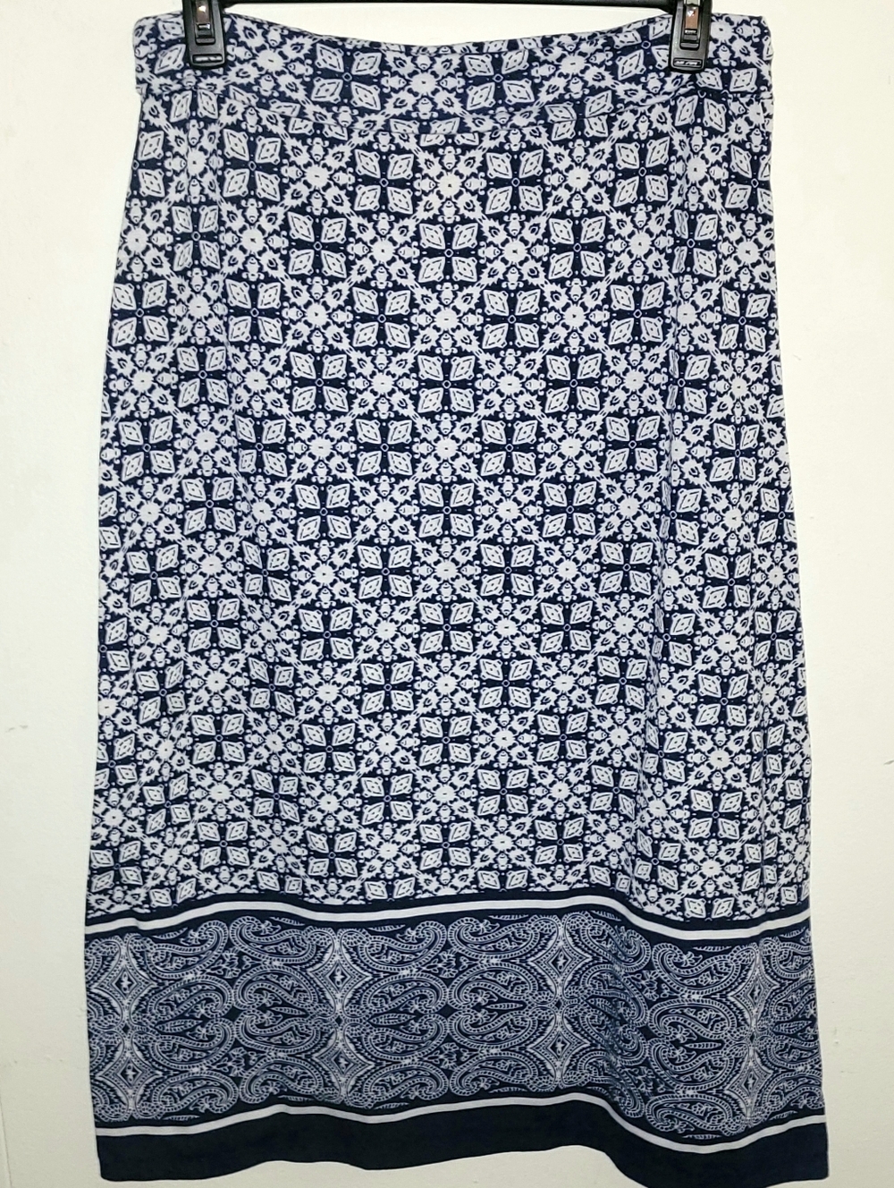 Faded Glory Blue and White Vintage Maxi With Fold Down Waist